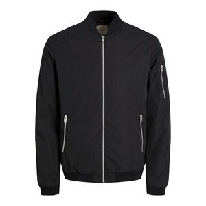Jack & Jones M black bomber jacket, water-resistant finish and a baseball neck